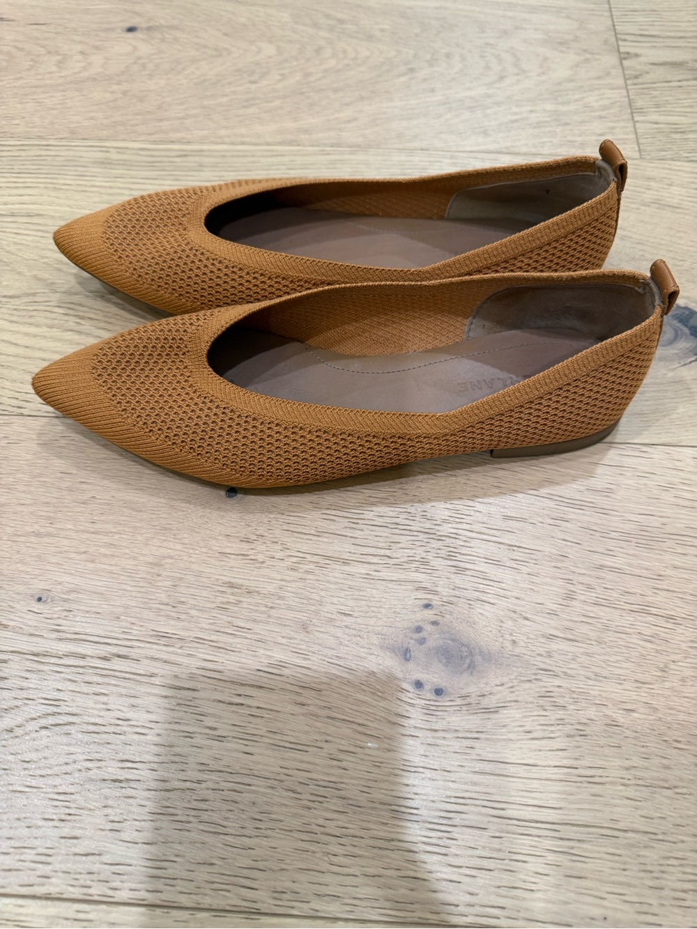 Everlane Women's Pointed Knit Ballet Flats - Camel Brown - Picture 2 of 4